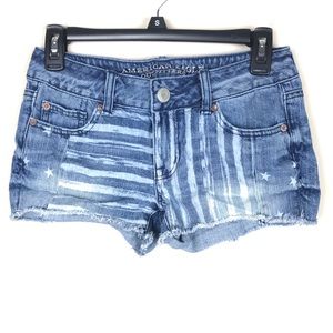 AMERICAN EAGLE America Flag Stars Print Jean Short